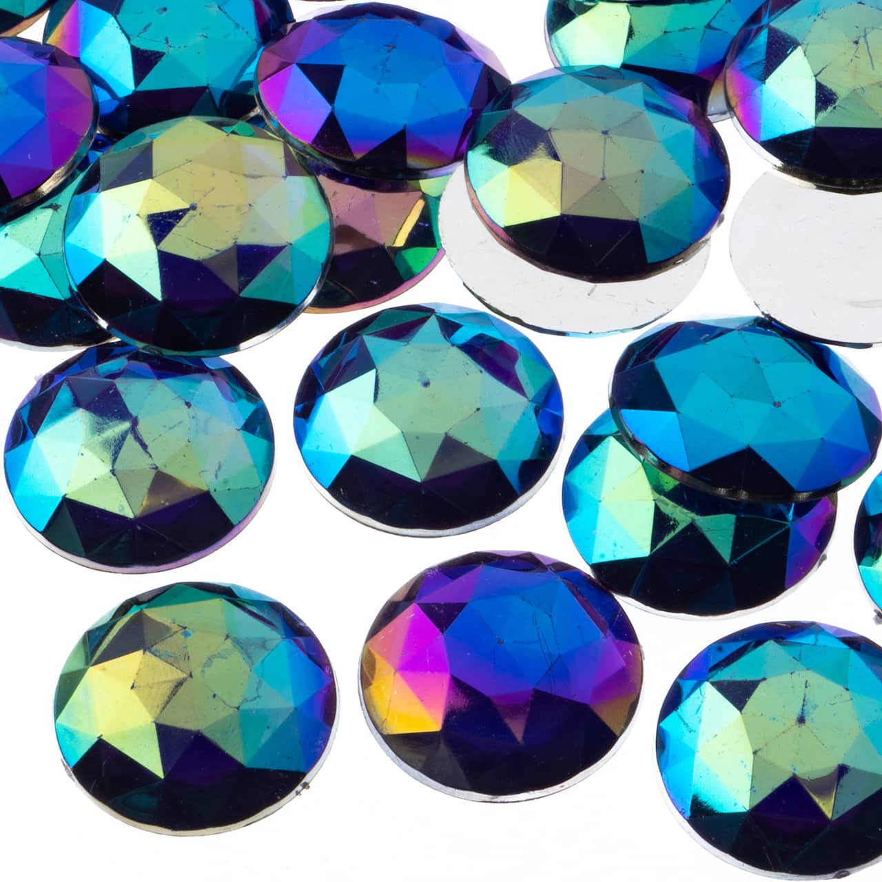 John Bead 25mm AB Acrylic Round Flat Back Rhinestones, 100ct.